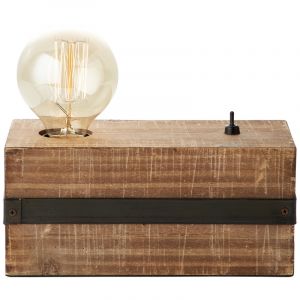 Lampada da tavolo in legno nera, Asli, con interruttore