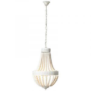 Lampada a sospensione in legno bianca, Nikki