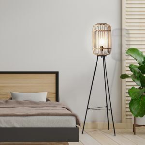 Lampada da terra marrone industriale, Brain, con interruttore