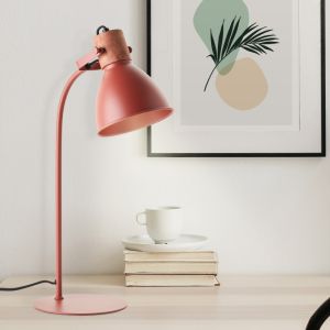 Lampada da tavolo rossa rustica, Thalina, con interruttore