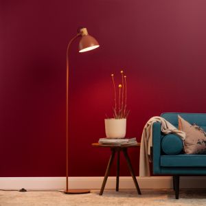 Lampada da terra rossa rustica, Thalina, con interruttore