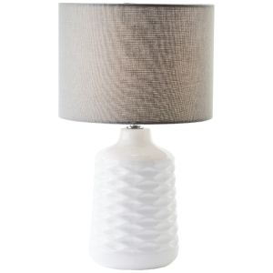 Lampada da tavolo bianca retrò, Roelf, con interruttore
