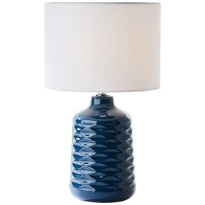 Lampada da tavolo blu retrò, Roelf, con interruttore