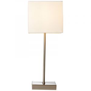 Lampada da tavolo cromata in tessuto, Marinda, con interruttore