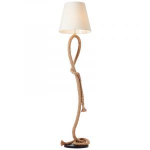 Lampada da terra bianca rustica, Boyke, con interruttore