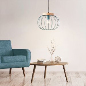 Lampada a sospensione in legno blu, Donato
