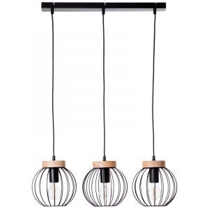 Lampada a sospensione in legno nera, Donato