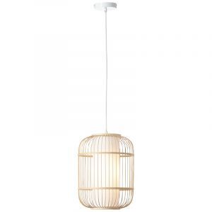 Lampada a sospensione in legno bianca, Hans