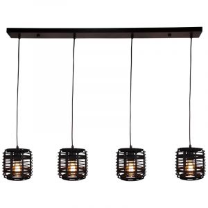 Lampada a sospensione in legno nera, Deacon