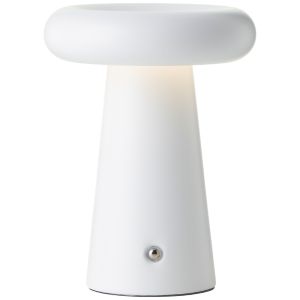 Lampada da tavolo da esterno ricaricabile bianca moderna, Stig, 3W, 3000K LED, IP44, dimmer in 3 fasi