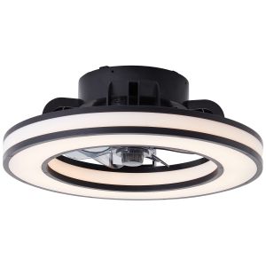 Ventilatore da soffitto nero moderno, Yari, 26W, RGBW LED, con telecomando