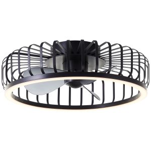 Ventilatore da soffitto nero moderno, Tolga, 36W, 2700K-4000K-6500K LED, con telecomando