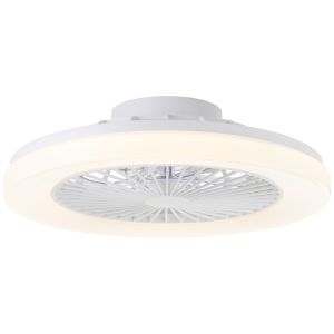 Ventilatore da soffitto bianco moderno, Soren, 40W, bianco regolabile tra caldo e freddo LED, con telecomando