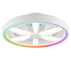 Ventilatore da soffitto bianco in plastica, Roos, 48W, RGBW LED, con telecomando