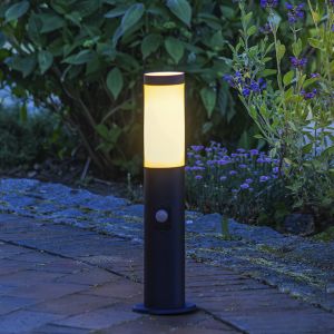 Lampione da giardino con sensore di movimento nero metallo, Meis, IP44