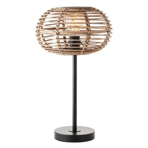 Lampada da tavolo in rattan marrone, Sevim, con interruttore