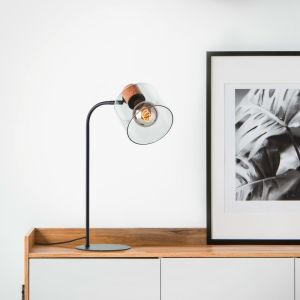 Lampada da tavolo grigia moderna, Serkan, con interruttore