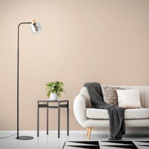 Lampada da terra grigia moderna, Serkan, con interruttore
