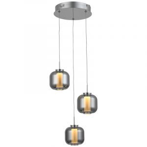 Lampada a sospensione cromata design, Emmely, 17W, 3000K LED