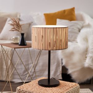 Lampada da tavolo beige rustica, Wenda, con interruttore