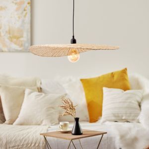 Lampada a sospensione in legno beige, Georgina