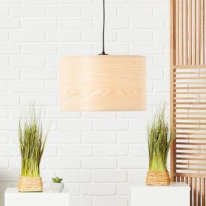 Lampada a sospensione in legno beige, Enna