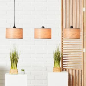 Lampada a sospensione in legno beige, Enna