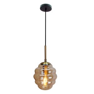 Lampada a sospensione ambrata moderna, Lemay