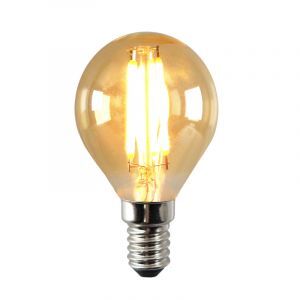 Lampadina LED Olucia E14 dimmerabile, P45, 3w, vetro ambrato, 2200k