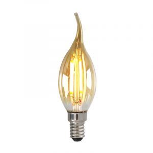 Candela dimmerabile con punta LED Olucia E14, 3w, vetro ambrato, 2200k