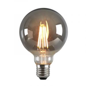Lampadina LED Olucia E27 dimmerabile, G95, 5w, Vetro fumé, 2200k