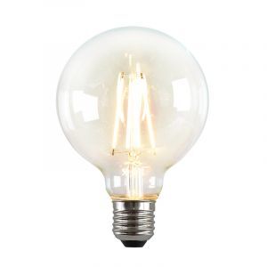 Lampadina LED Olucia E27 dimmerabile, G95, 5w, Vetro trasparente, 2700k
