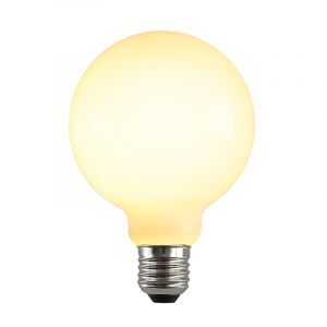 Lampadina LED Olucia E27 dimmerabile, G95, 5w, Vetro bianco, 2700k