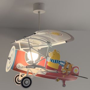 Lampada a sospensione per bambini rossa in plastica, Teddy plane