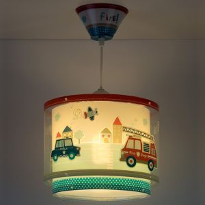 Lampada a sospensione per bambini blu in plastica, Police