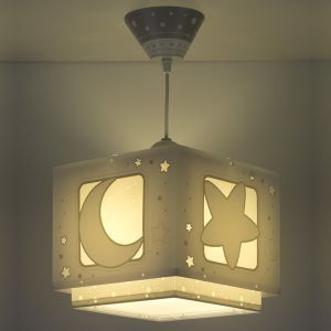 Lampada a sospensione per bambini grigia in plastica, Moon and stars