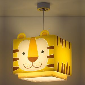 Lampada a sospensione per bambini gialla in plastica, Tigre