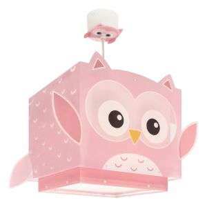 Lampada a sospensione per bambini rosa in plastica, Owls