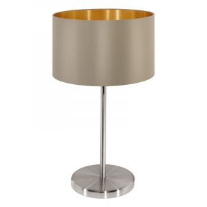 Lampada da tavolo dorata in tessuto, Terme, con interruttore