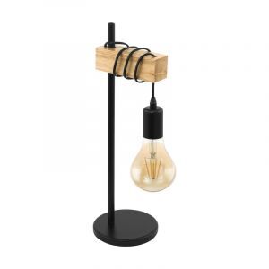 Lampada da tavolo in legno marrone, Anton, con interruttore