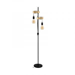 Lampada da terra in legno marrone, Anton, con interruttore