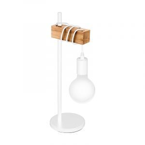 Lampada da tavolo in legno bianca, Anton, con interruttore