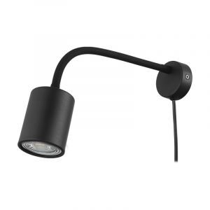 Faretto da soffitto nero in acciaio, Samiha, con interruttore