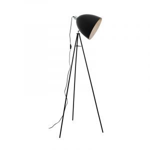 Lampada da terra nera in acciaio, Eltjo, con interruttore