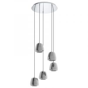 Lampada a sospensione cromata in vetro, Gauke