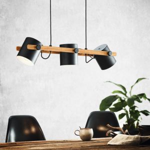 Lampada a sospensione in legno nera, Kaspar