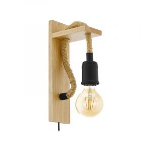 Applique da parete in legno marrone, Simeon, con interruttore