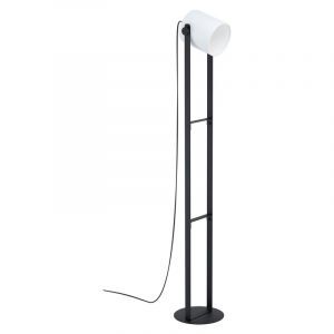 Lampada da terra in legno nera, Kaspar, con interruttore