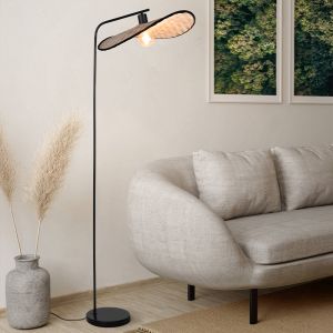 Lampada da terra marrone in legno, Jillah, con interruttore