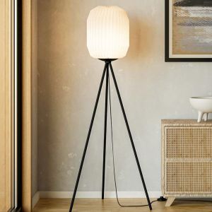 Lampada da terra di carta bianca, Kars, con interruttore